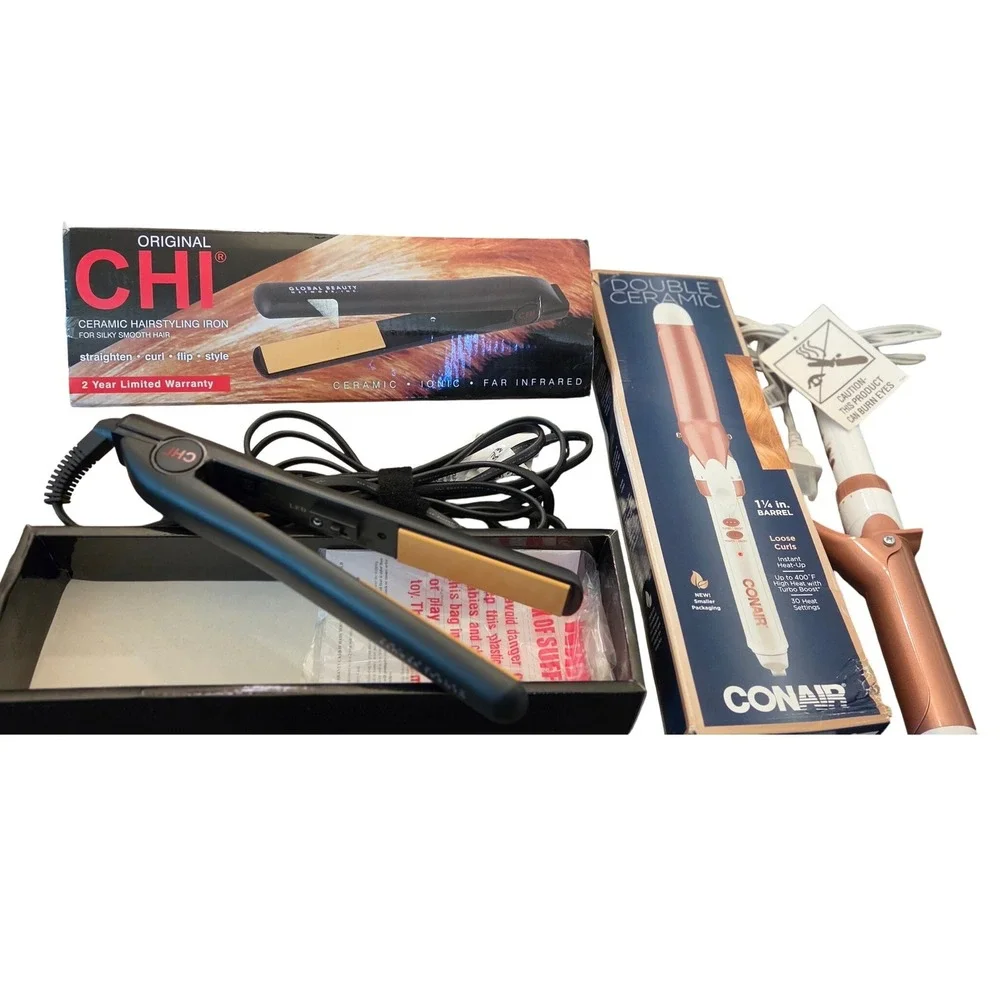 CHI & Conair Hair Tools Bundle Women OS Black/Rose Gold Excellent Ceramic Irons